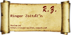 Ringer Zoltán névjegykártya