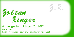 zoltan ringer business card